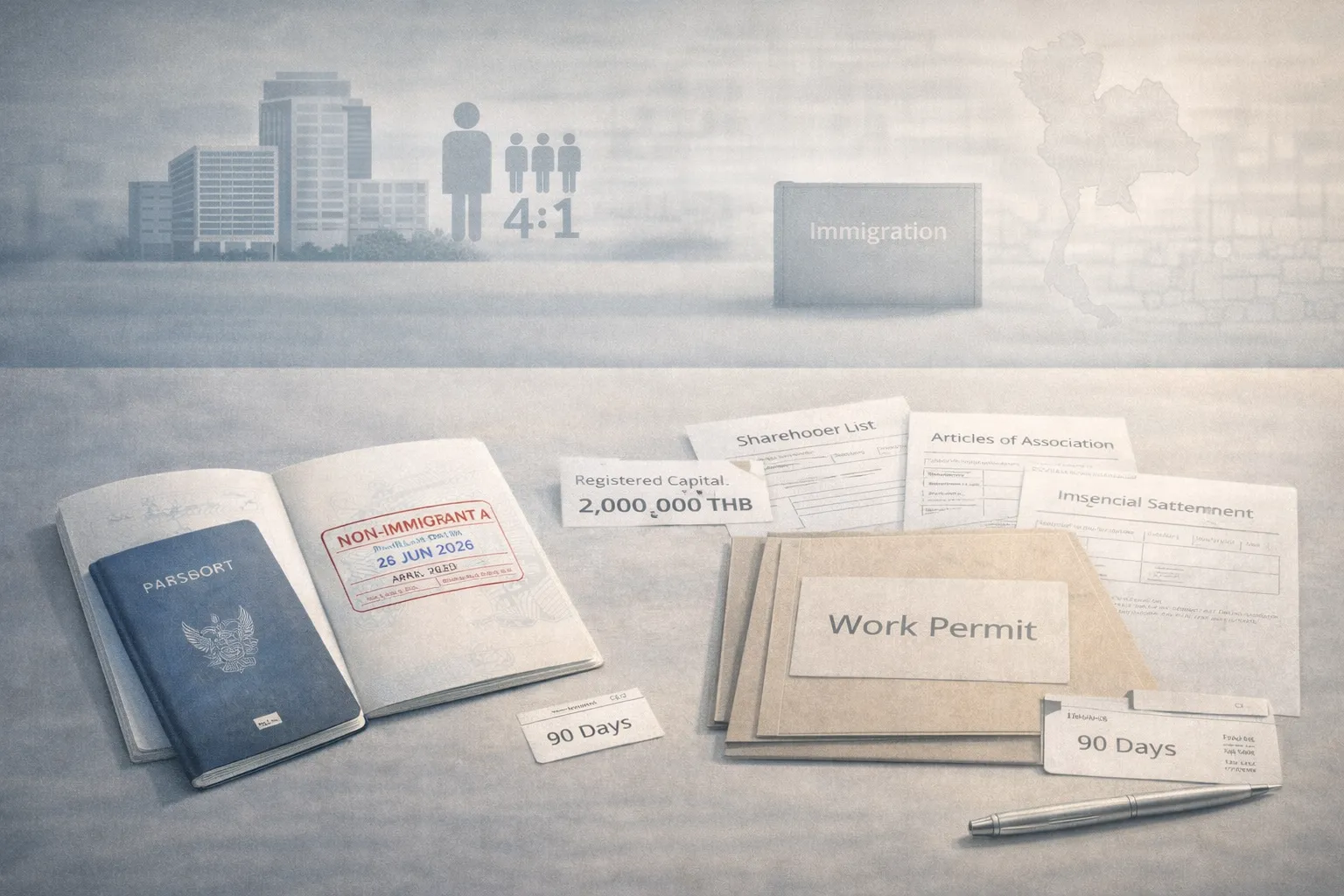 Бизнес-виза в Таиланд Non-Immigrant B, Work Permit Таиланд и корпоративные документы компании с уставным капиталом 2 млн бат