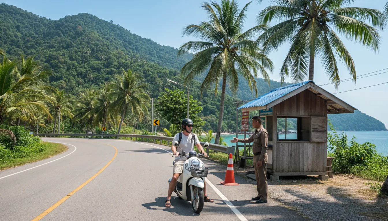 Скутер на Ко Чанге на горной дороге Таиланда