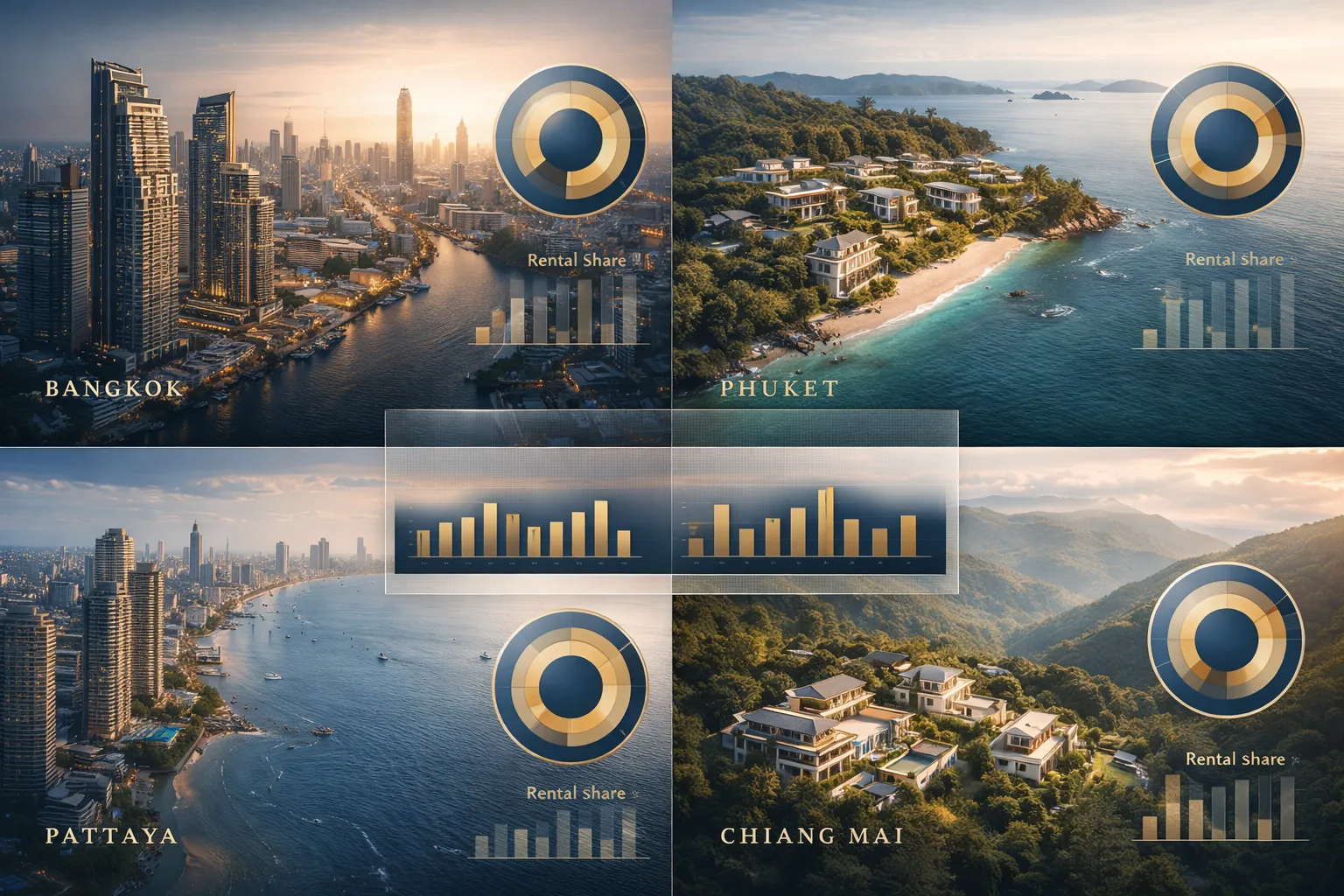 Доля сдаваемой премиальной недвижимости в Таиланде по городам Bangkok Phuket Pattaya Chiang Mai и доходность luxury rental yield