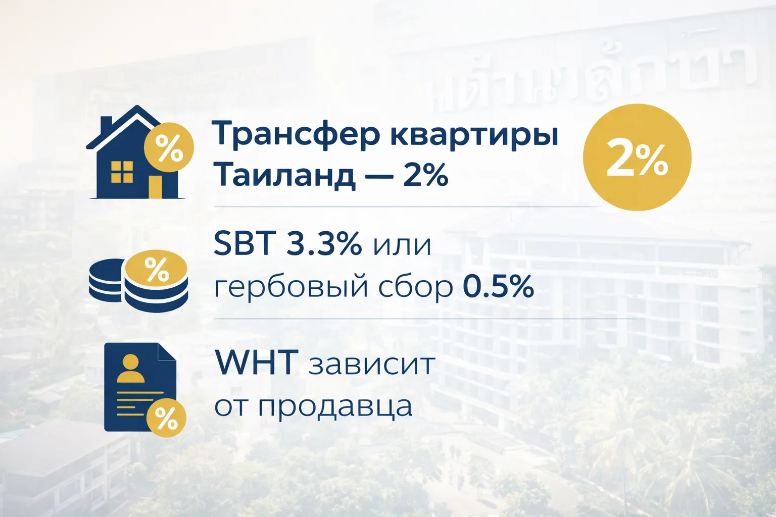 Трансфер квартиры в Таиланде: пошлины и налоги Land Office при тайской квоте