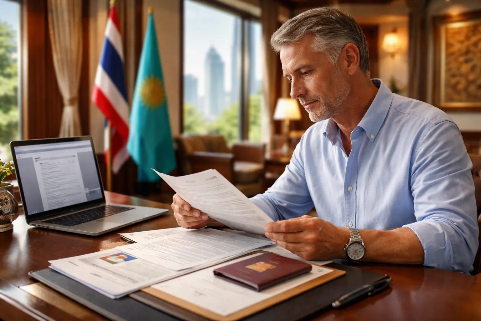 Заявитель готовит документы на визу O-A в Таиланд через посольство Таиланда в Астане