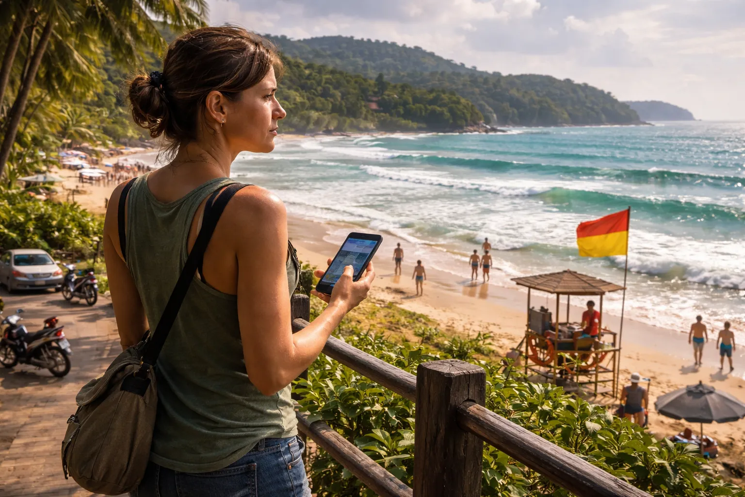 Турист на Пхукете проверяет текущую обстановку, безопасность пляжей, погоду и важные новости перед отдыхом